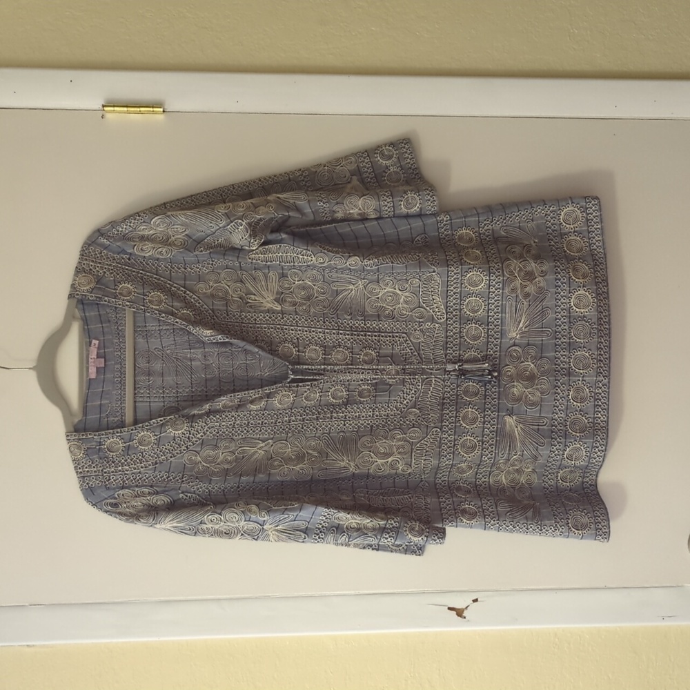 Calypso St Barth embroidered Tunic blue/gray